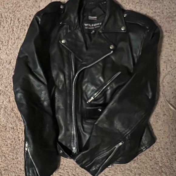 Vintage Wilson's Leather Biker Jacket /Coat Black With Thinsulate Insulation Med - Picture 6 of 6